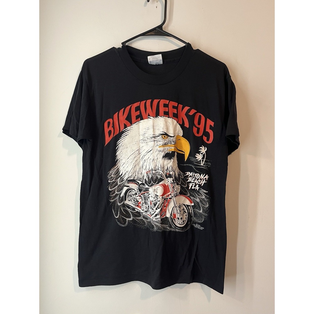 Vintage 1995 Harley Davidson Bike Week Daytona 3D Emblem single stitch Tshirt Md